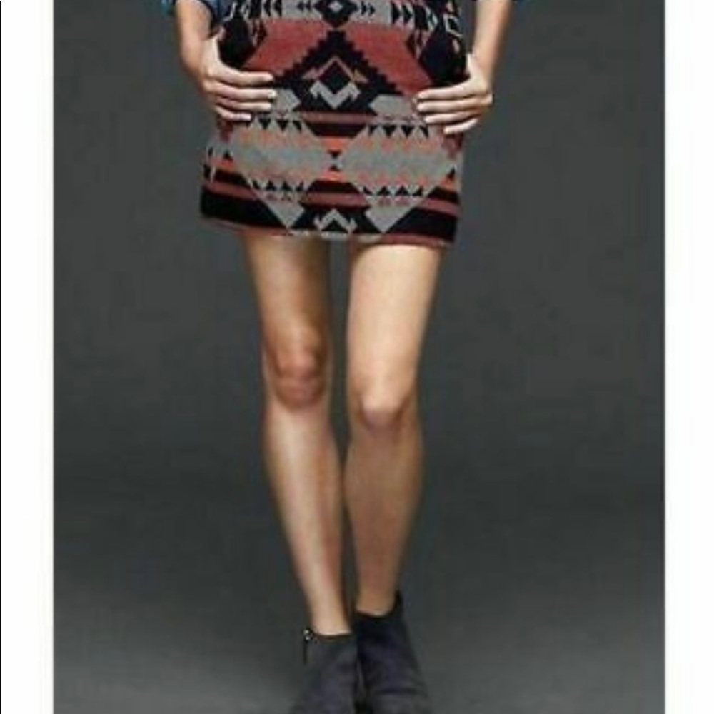 Aztec print wool skirt